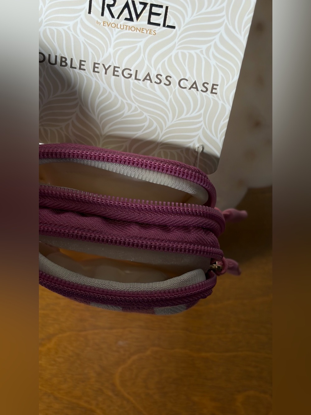 TRAVEL Double Eyeglass Case - Pink & Cream Stripes - Picture 10 of 11
